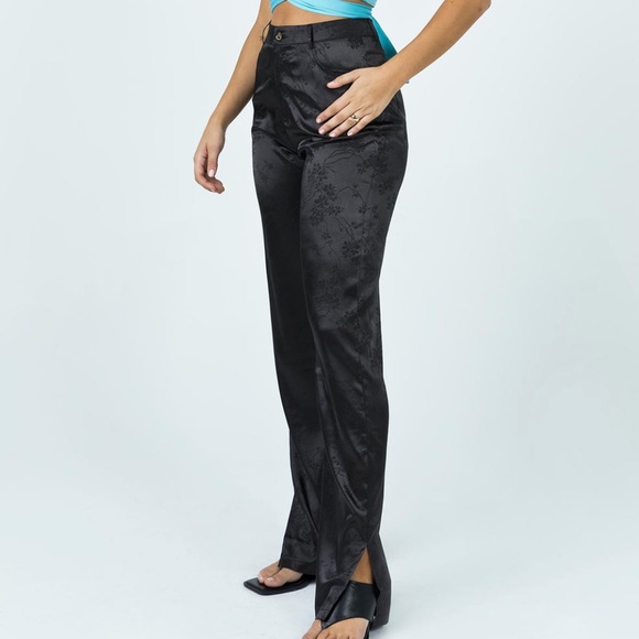 PRINCESS POLLY - Black Satin Pants - Picture 1 of 3